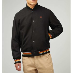 BEN SHERMAN Woll Collegejacke schwarz