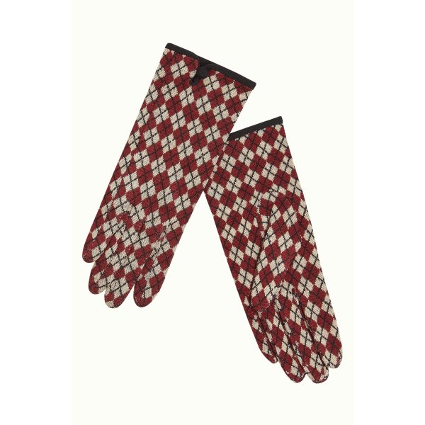 KING LOUIE Glove Argyle cabernet red