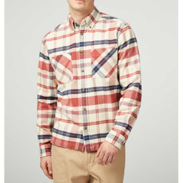 BEN SHERMAN Brushed Ivy Check Overshirt cream