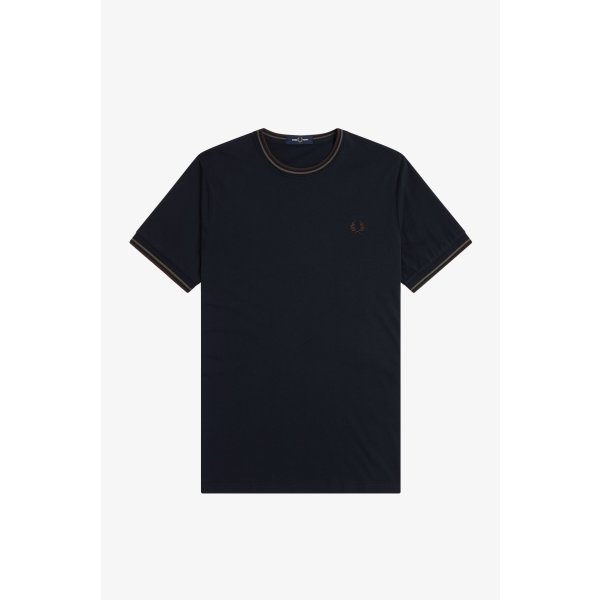 FRED PERRY Twin Tipped T-Shirt night green/ silver blue/ marmalade