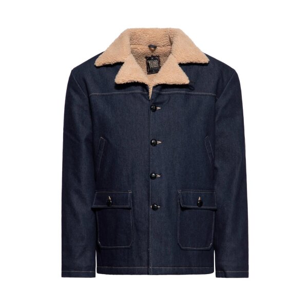 KING KEROSIN Winter Jacket With Teddy Lining dark blue wash