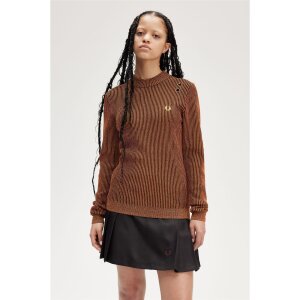 FRED PERRY AMY WINEHOUSE Ribbed Mock Neck Top marmalade