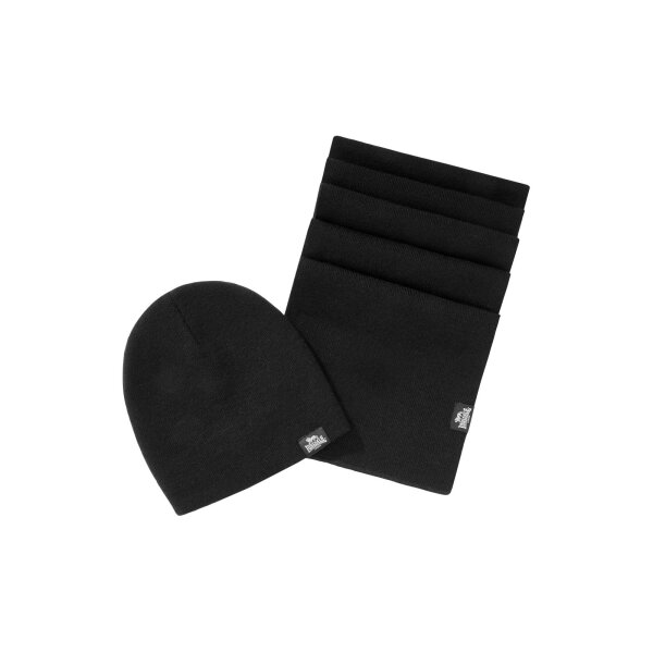 Lonsdale Leafield Schal und Mütze Set black