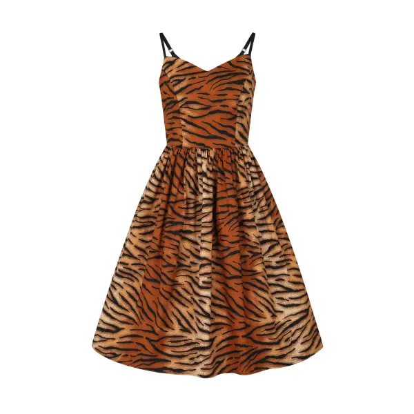 HELL BUNNY Tora 50s Dress brown