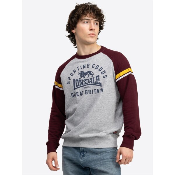 LONSDALE Bregis Sweatshirt marl grey/ oxblood/ navy