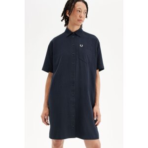 FRED PERRY Seersucker Shirt Dress navy