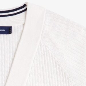 FRED PERRY Mesh Knit Cardigan snow white