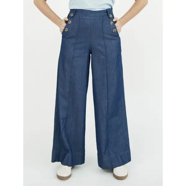 MADEMOISELLE YéYé Jeans Hose mit Knöpfen Aus Bio-Baumwolle indigo blue