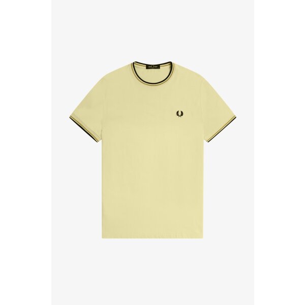 FRED PERRY Twin Tipped T-Shirt honeycomb/ snow white/ green