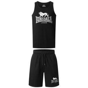 LONSDALE Polmood Singlet & Shorts Set black/ grey/ white