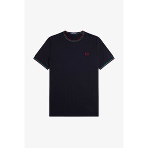 FRED PERRY Twin Tipped T-Shirt navy/ sport green / burnt red