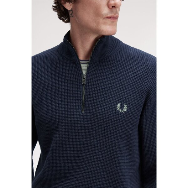 FRED PERRY Waffle Stitch Half Zip Jumper dark airforce, 114,99 €