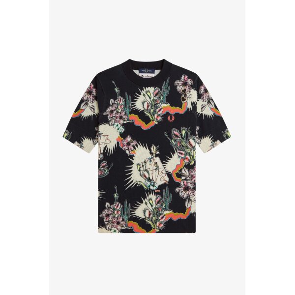 FRED PERRY Amy Winehouse Foundation Bedrucktes Strick-T-Shirt black