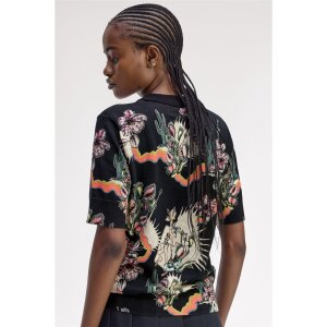 FRED PERRY Amy Winehouse Foundation Bedrucktes Strick-T-Shirt black
