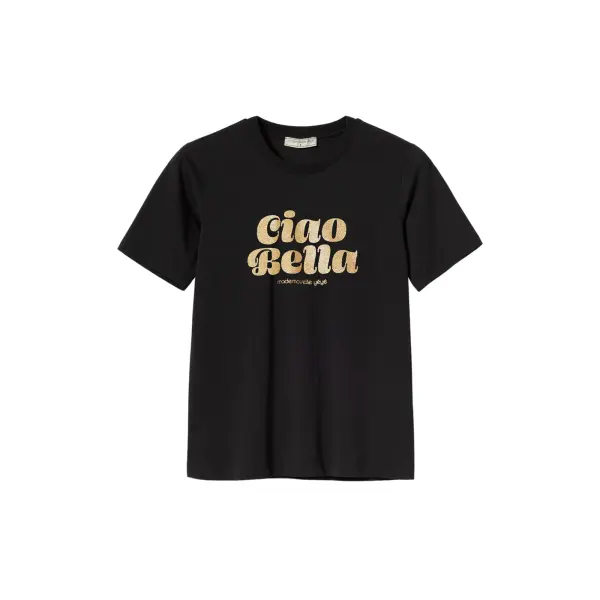 MADEMOISELLE YéYé T-Shirt Ciao Bella aus Bio-Baumwolle black