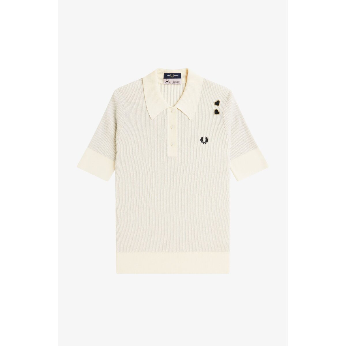 FRED PERRY AMY WINEHOUSE Metallic Rib Knit Polo Shirt ecru, 108,99 €