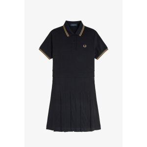 FRED PERRY Tenniskleid mit Falten und Streifen black