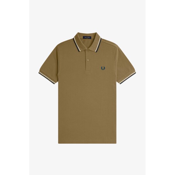 FRED PERRY Twin Tipped Polo Shirt shaded stone/ ecru/ dark petrol