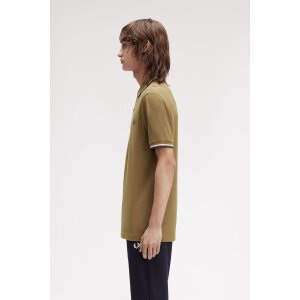 FRED PERRY Twin Tipped Polo Shirt shaded stone/ ecru/ dark petrol
