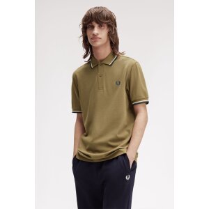FRED PERRY Twin Tipped Polo Shirt shaded stone/ ecru/ dark petrol