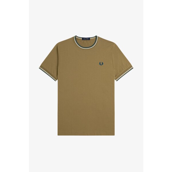 FRED PERRY Twin Tipped T-Shirt shaded stone/ecru/dark petrol, 38,99 €