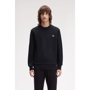 FRED PERRY Rundhals-Sweatshirt mit auffälligem Branding black