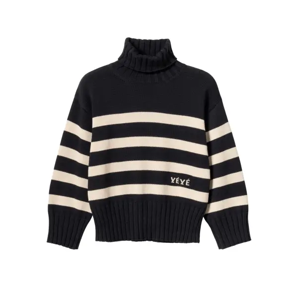 MADEMOISELLE YéYe Gestreifter Strickpullover Mit Rollkragen Aus Bio-Baumwolle