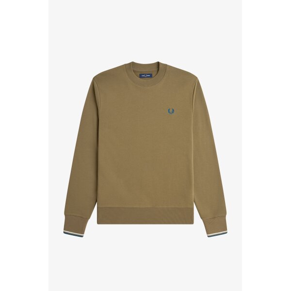 FRED PERRY Sweatshirt mit Rundhalsausschnitt shadow stone/ ecru/ dark petrol