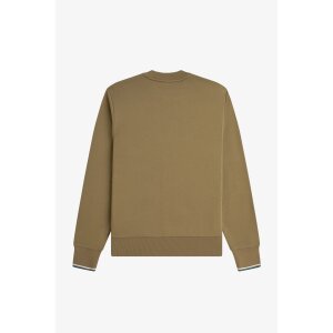 FRED PERRY Sweatshirt mit Rundhalsausschnitt shadow stone/ ecru/ dark petrol
