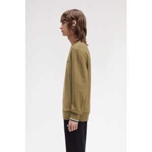FRED PERRY Sweatshirt mit Rundhalsausschnitt shadow stone/ ecru/ dark petrol