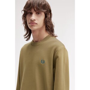 FRED PERRY Sweatshirt mit Rundhalsausschnitt shadow stone/ ecru/ dark petrol