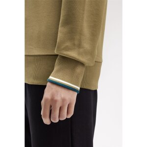 FRED PERRY Sweatshirt mit Rundhalsausschnitt shadow stone/ ecru/ dark petrol