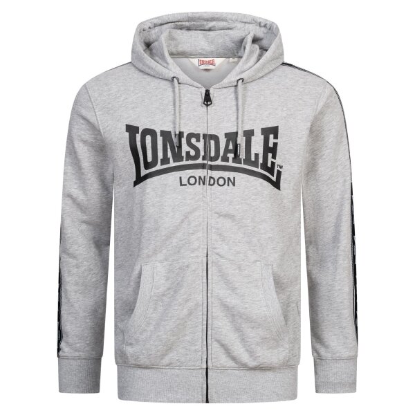 LONSDALE Bigton Herren Kapuzensweatjacke marl grey/ black/ white