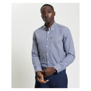 BEN SHERMAN Long Sleeve Signature Gingham Shirt dark blue
