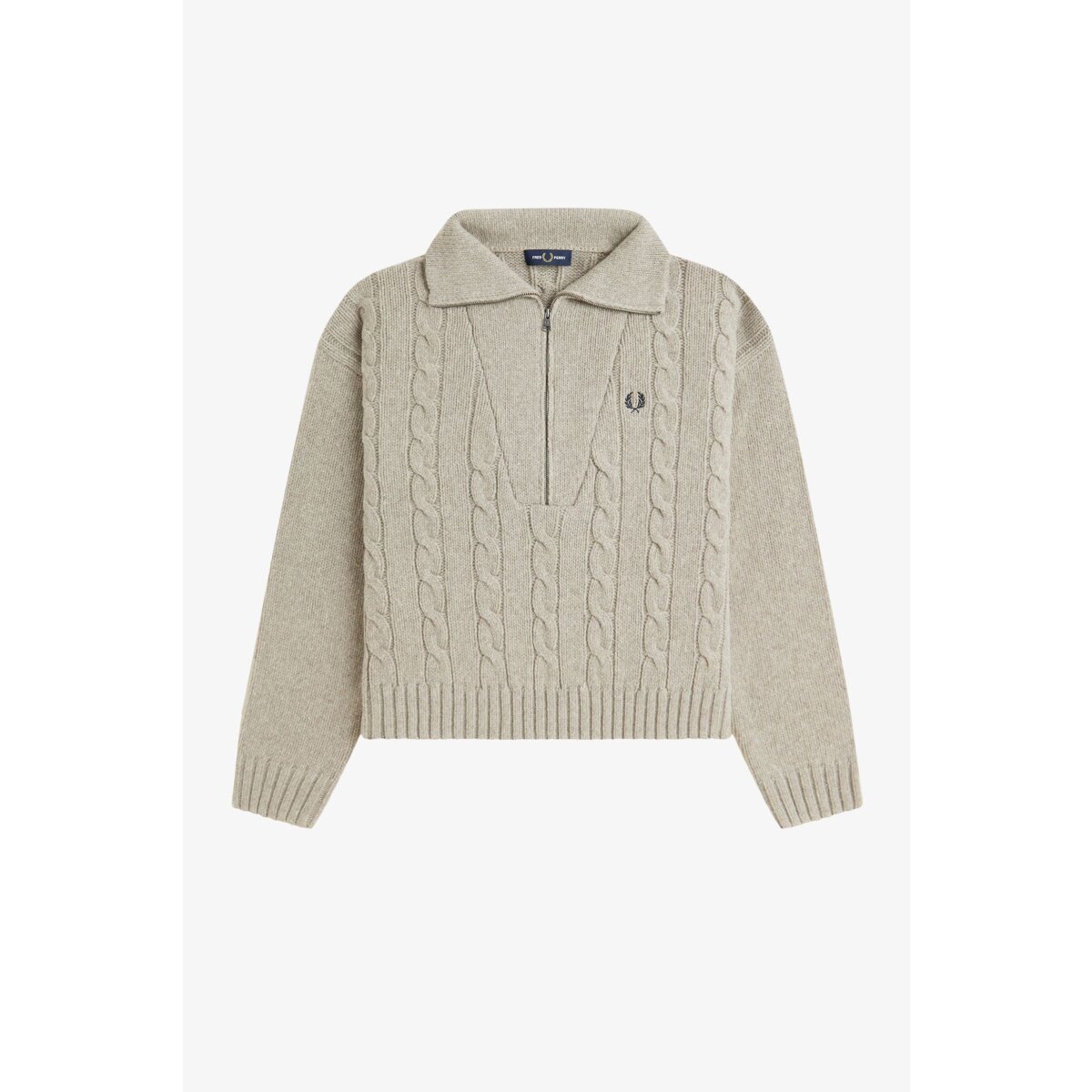 トップス FRED PERRY Half Zip Cable Knit Jumper FRED PERRY Half Zip Cable Knit Jumper warm oat marl, 134,99 €