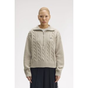 FRED PERRY Half Zip Cable Knit Jumper warm oat marl, 134,99 €