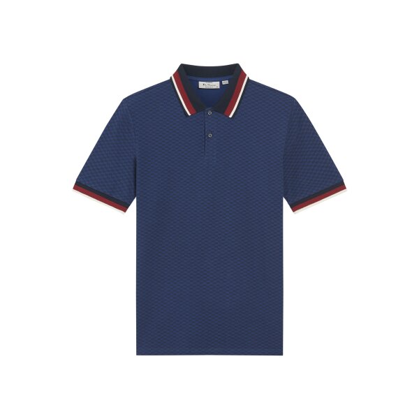 BEN SHERMAN Chequerboard Print Polo persian blue