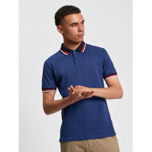 BEN SHERMAN Chequerboard Print Polo persian blue