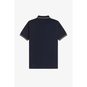FRED PERRY Twin Tipped Polo Shirt navy / warm oat / burnt tobacco