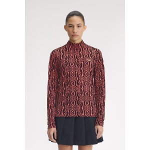 FRED PERRY Amy Winehouse Foundation Flock Print Mesh Top...