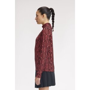 FRED PERRY Amy Winehouse Foundation Flock Print Mesh Top flamingo tan
