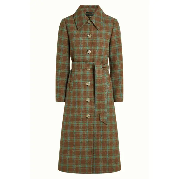 KING LOUIE Arabella Coat Coppa Check bear brown