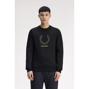 FRED PERRY Sweatshirt mit konturiertem Lorbeerkranz black