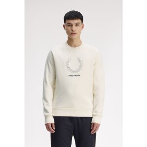 FRED PERRY Sweatshirt mit konturiertem Lorbeerkranz ecru