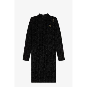chinese dress ladies Fred Perry x Amy Winehouse Foundation Flock Print Mesh Dress - Black - S main image 1