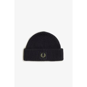 FRED PERRY Cotton Ribbed Beanie black