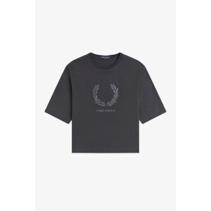 FRED PERRY Glitter Print T- Shirt anchor grey