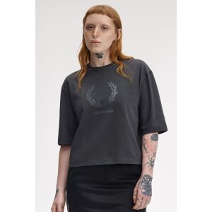 FRED PERRY Glitter Print T- Shirt anchor grey