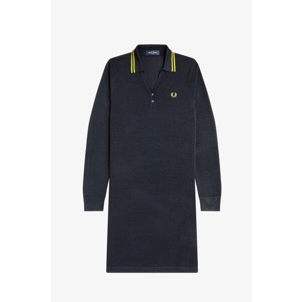 FRED PERRY Strukturiertes Polokleid aus Strick in Metallic-Optik navy