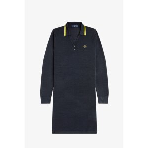 FRED PERRY Strukturiertes Polokleid aus Strick in Metallic-Optik navy